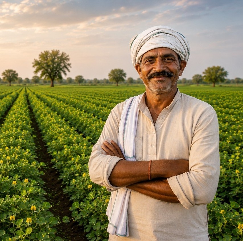 Agricultural scientist examining healthy crop roots and soil